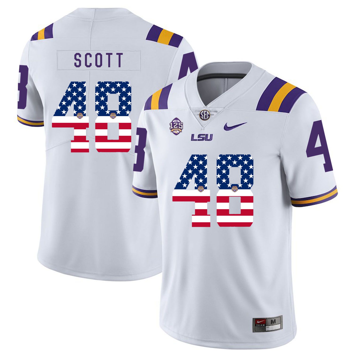 Men LSU Tigers #48 Scott White Flag Customized NCAA Jerseys->customized ncaa jersey->Custom Jersey